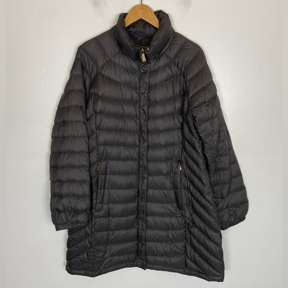 Michael Kors Women's Puff Packable Jacket XL Brown Mock Neck Lightweight Outwear